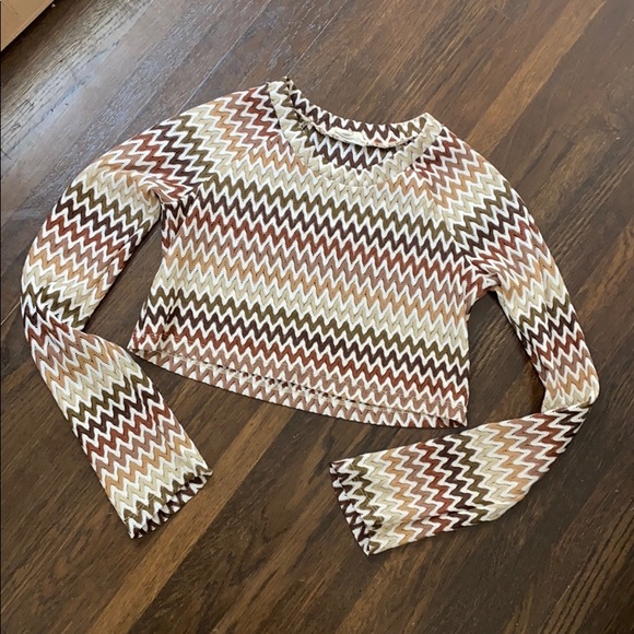Show Me Your MuMu Tops - Show me your Mumu zig zag crop long sleeve top